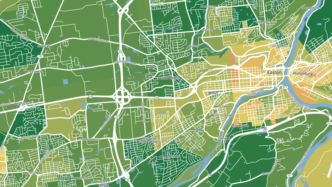 18045, PA block-group voter-turnout map