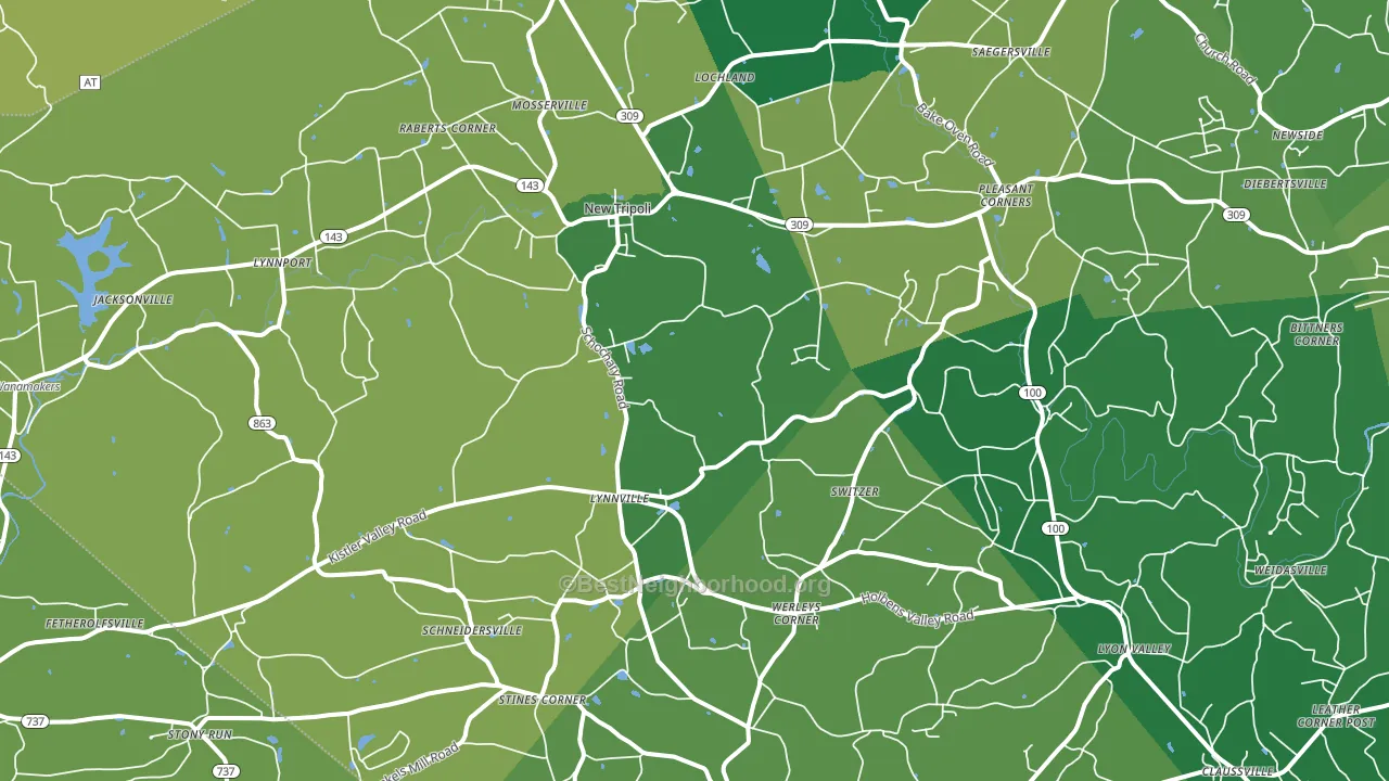 18066, PA block-group voter-turnout map