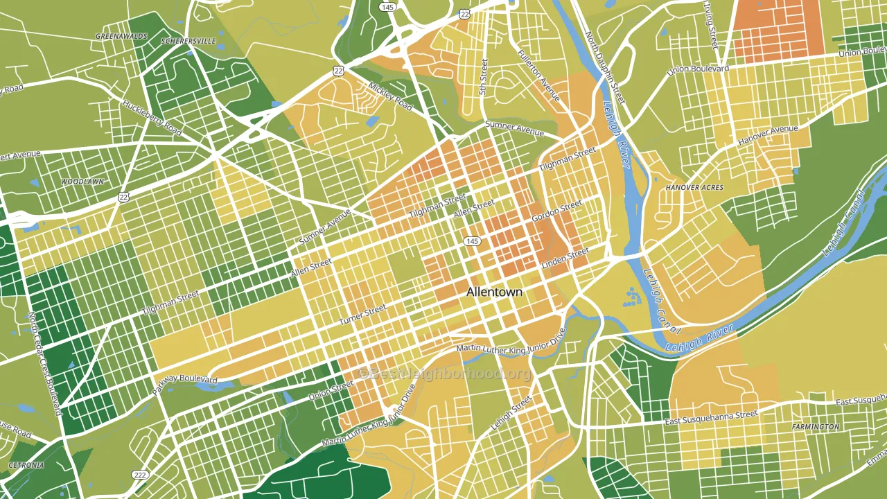 18102, PA block-group voter-turnout map