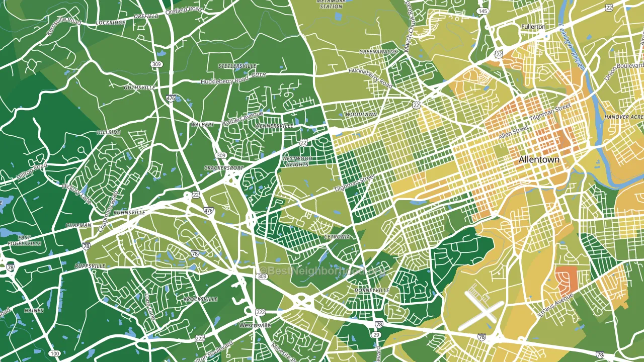 18104, PA block-group voter-turnout map