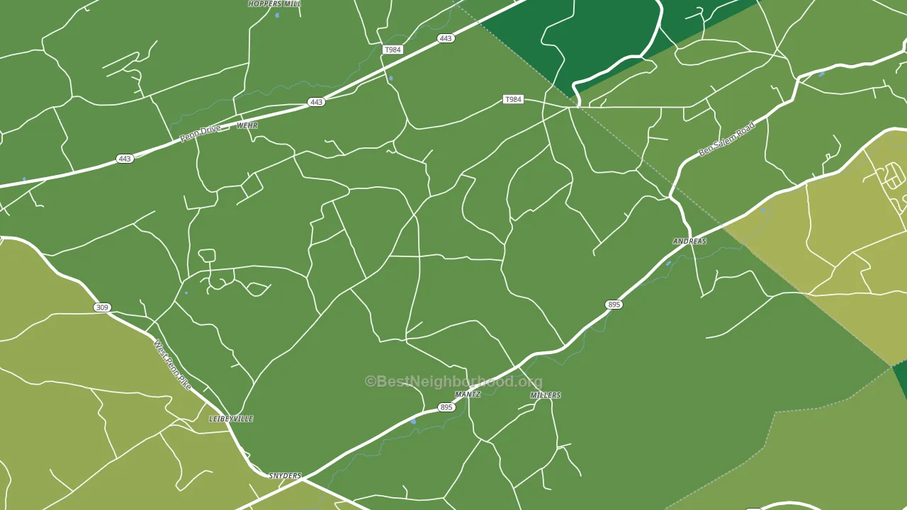 18211, PA block-group voter-turnout map