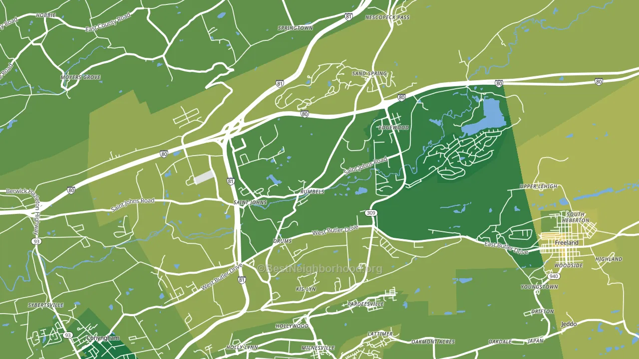 18222, PA block-group voter-turnout map
