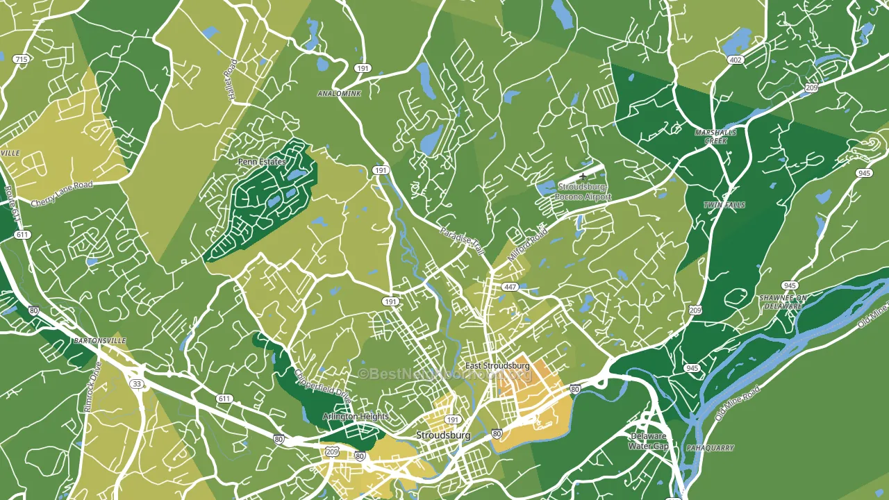 18301, PA block-group voter-turnout map
