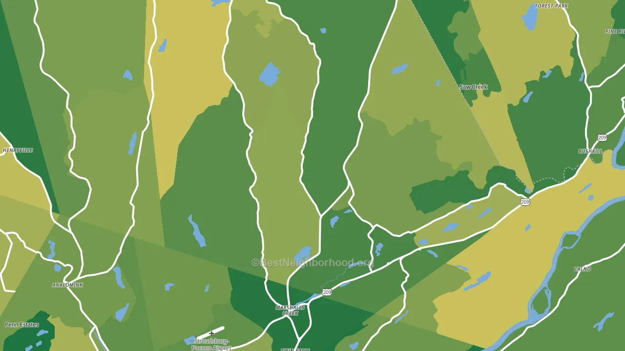 18302, PA block-group voter-turnout map