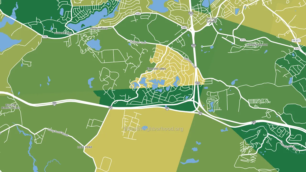 18334, PA block-group voter-turnout map