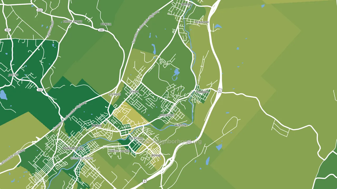 18403, PA block-group voter-turnout map