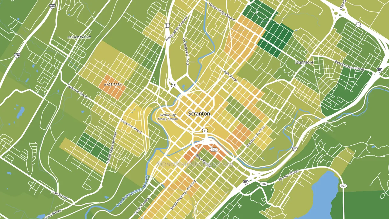 18503, PA block-group voter-turnout map