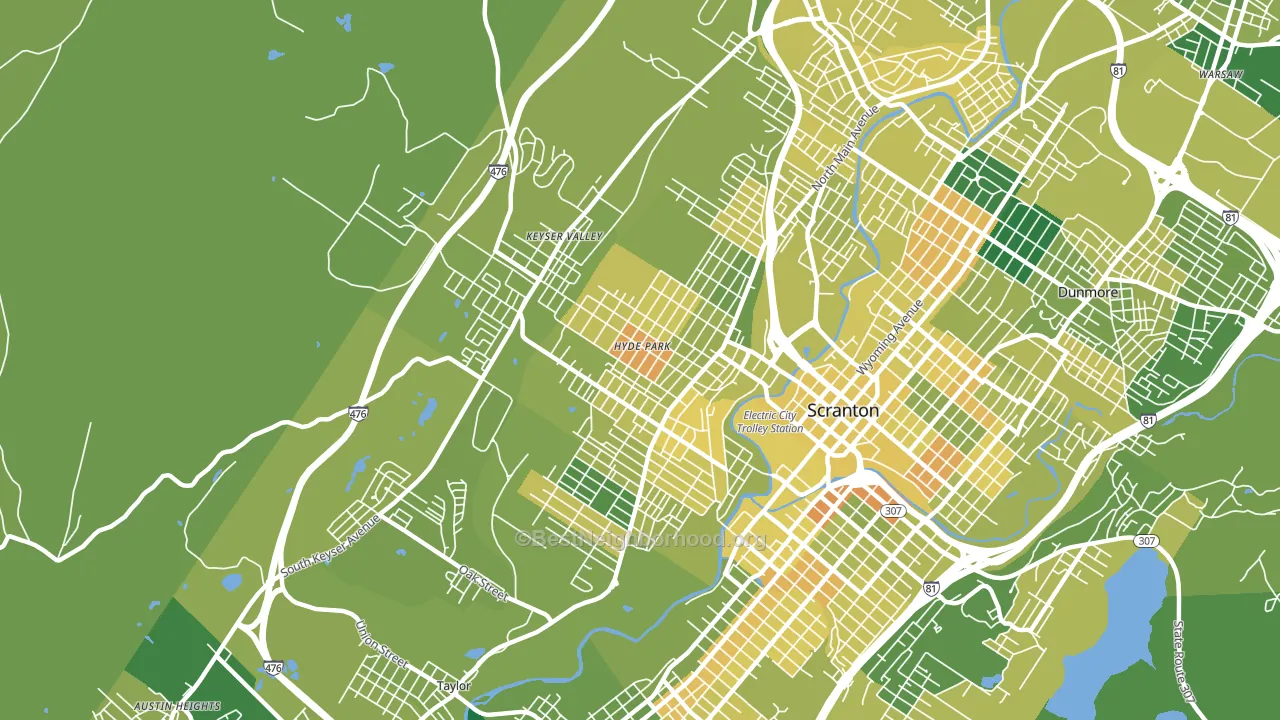 18504, PA block-group voter-turnout map