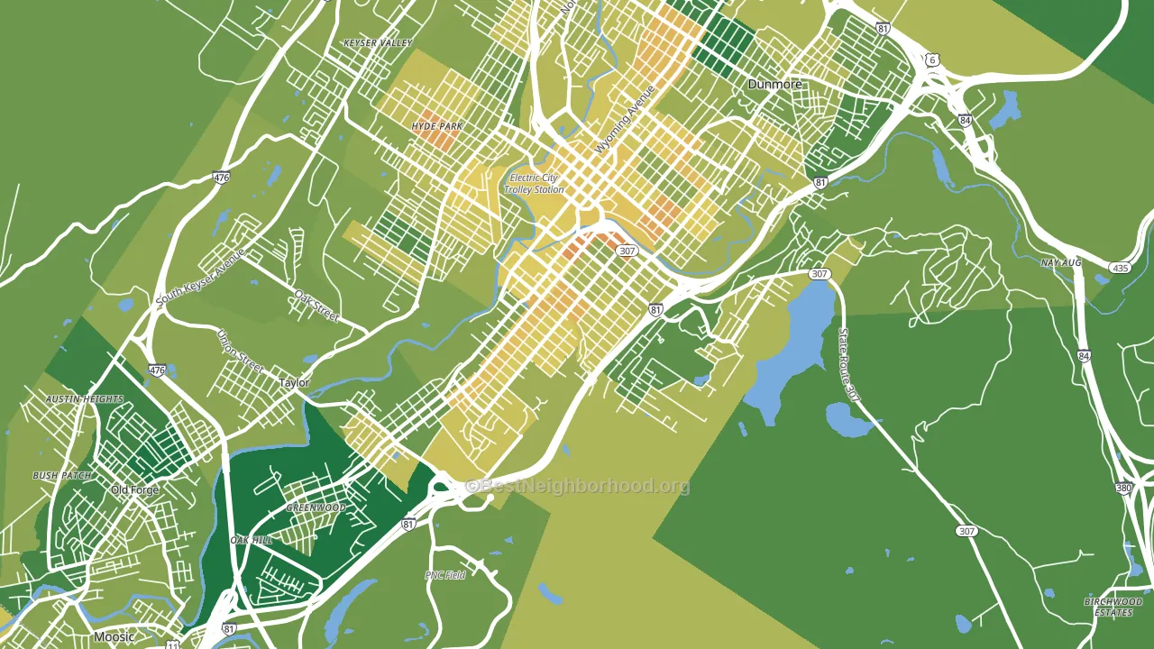 18505, PA block-group voter-turnout map
