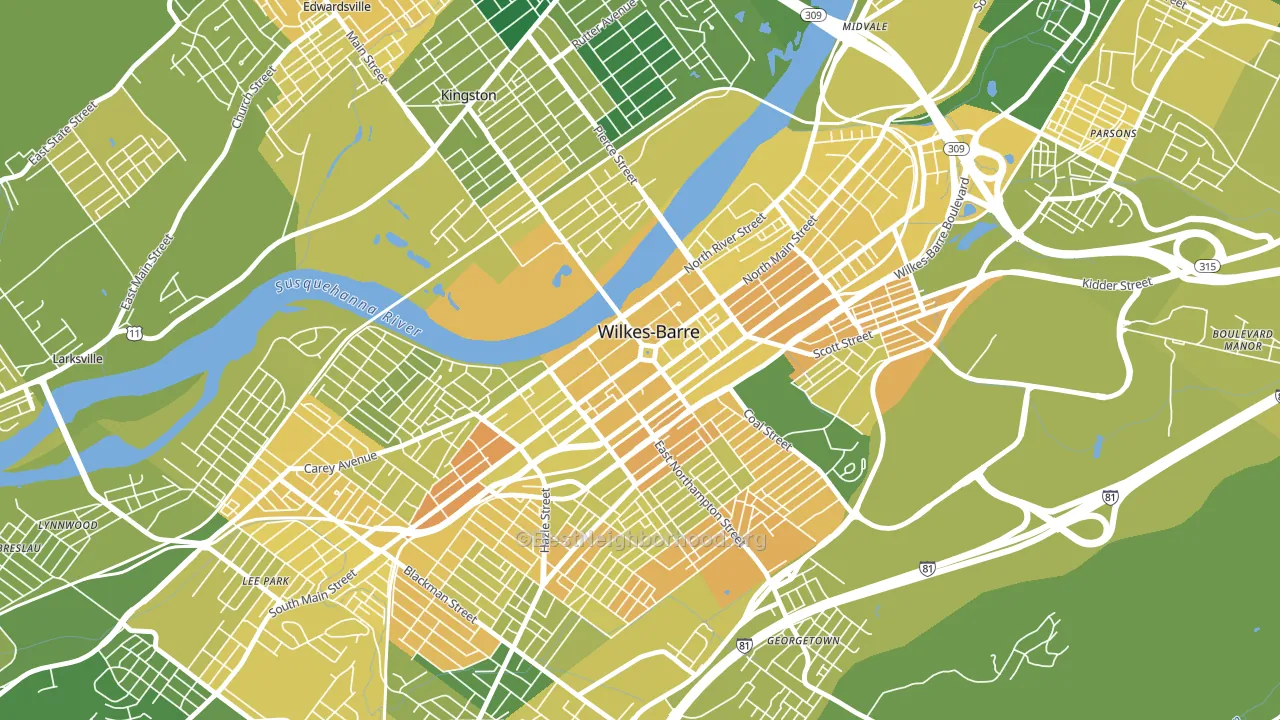 18701, PA block-group voter-turnout map
