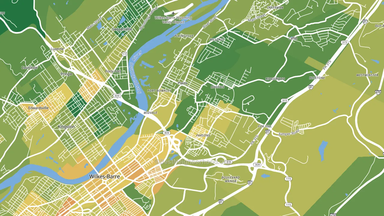 18705, PA block-group voter-turnout map