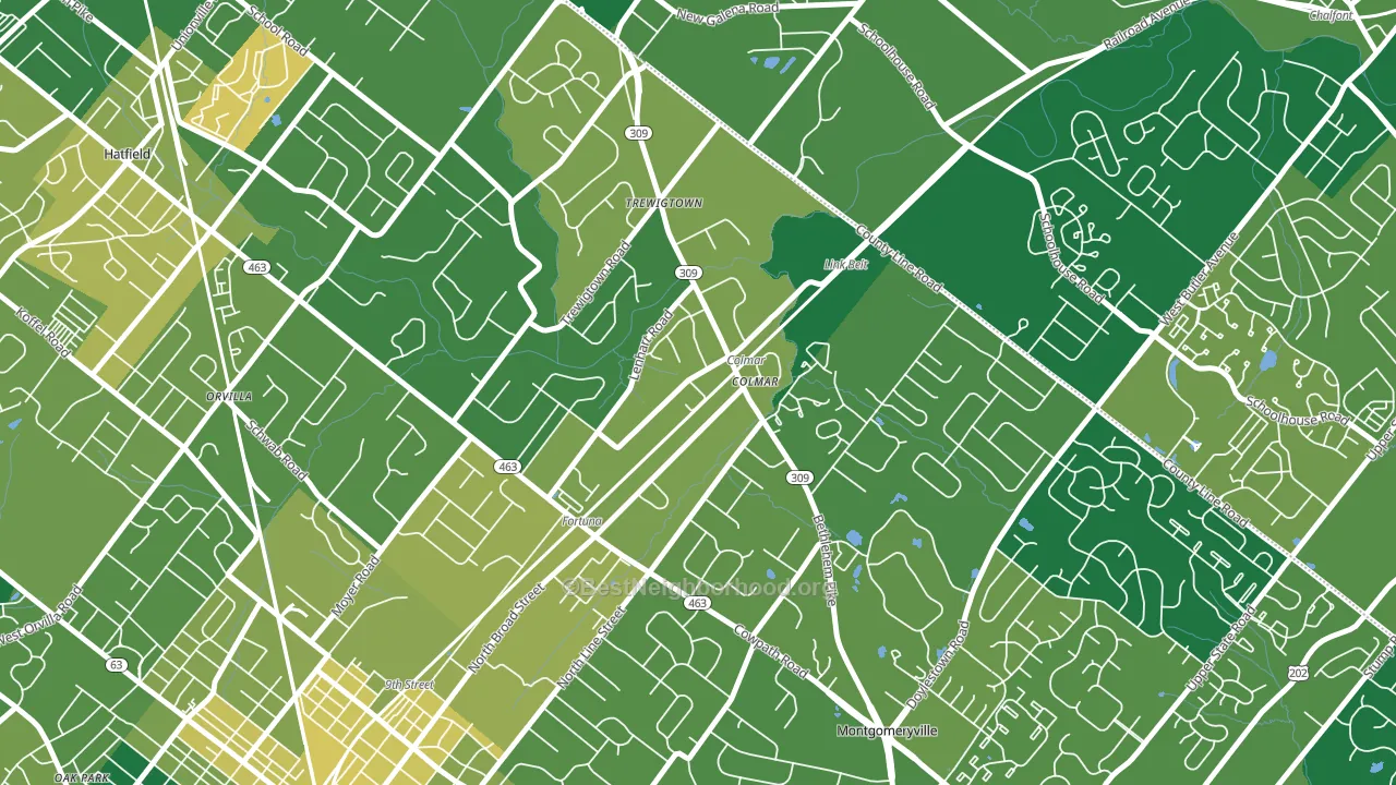18915, PA block-group voter-turnout map