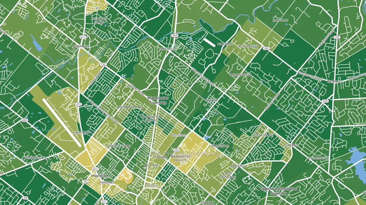 18974, PA block-group voter-turnout map