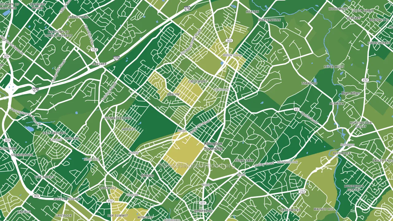 19001, PA block-group voter-turnout map