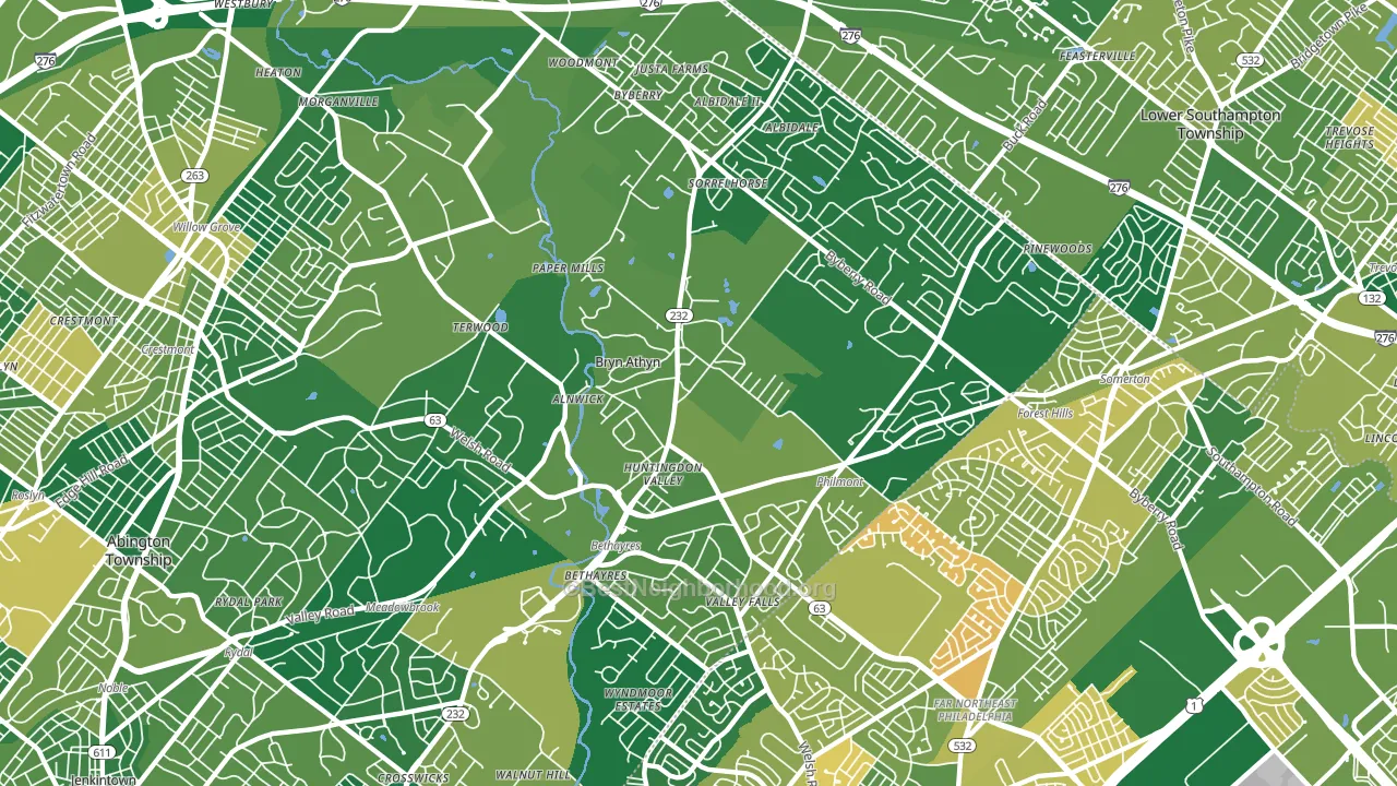19006, PA block-group voter-turnout map
