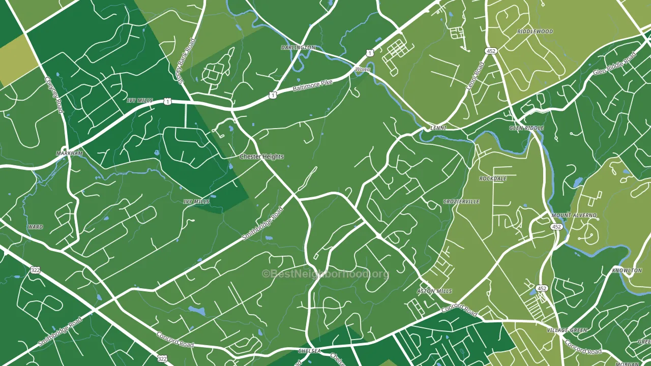 19017, PA block-group voter-turnout map