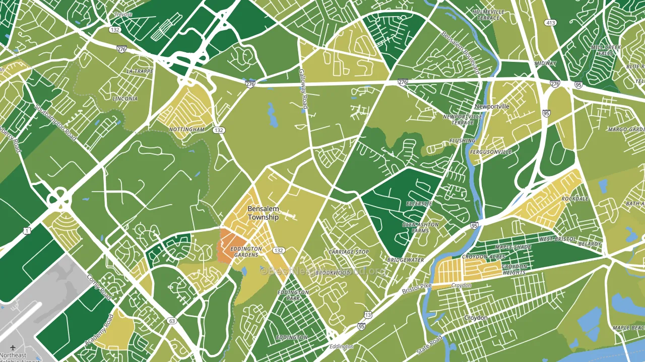 19020, PA block-group voter-turnout map