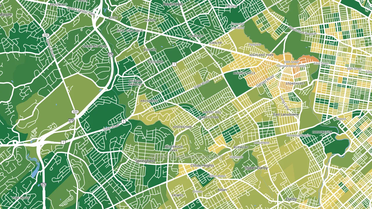 19026, PA block-group voter-turnout map