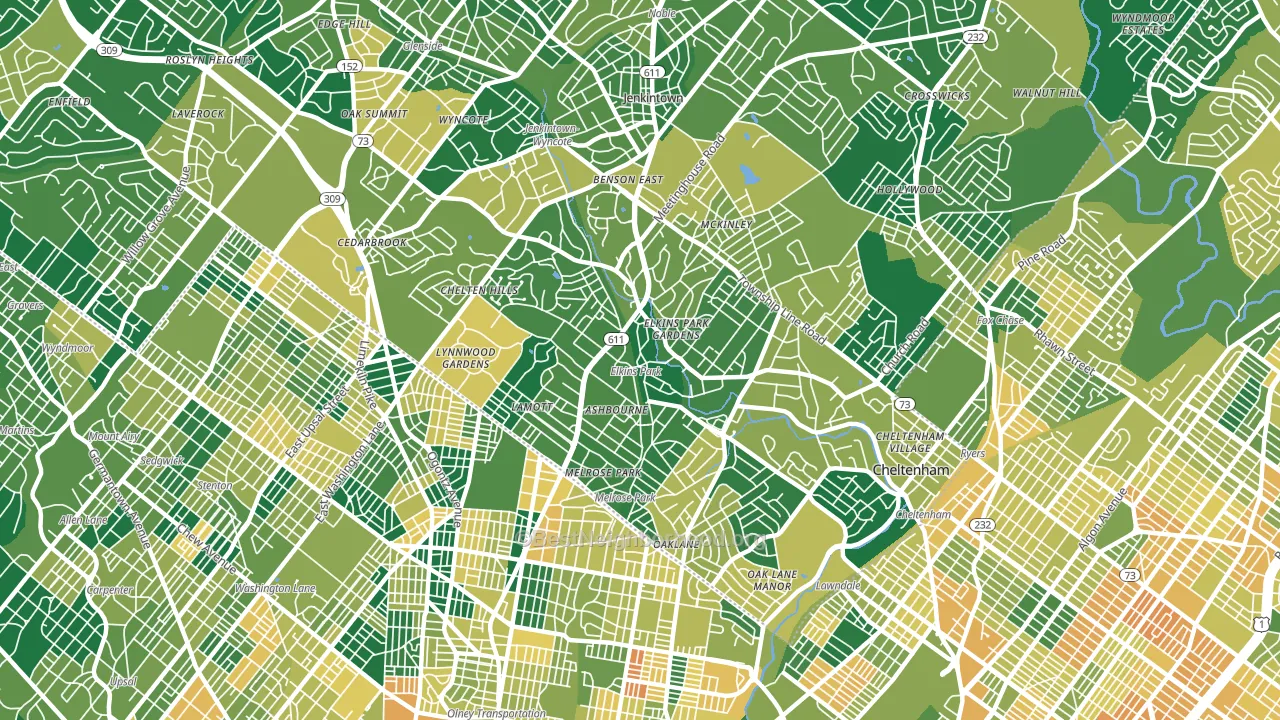 19027, PA block-group voter-turnout map