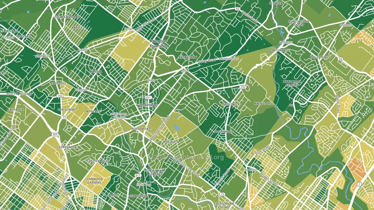 19046, PA block-group voter-turnout map