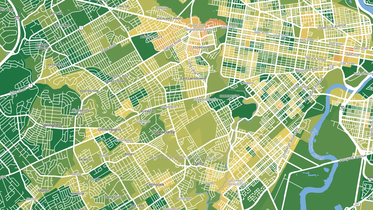 19050, PA block-group voter-turnout map