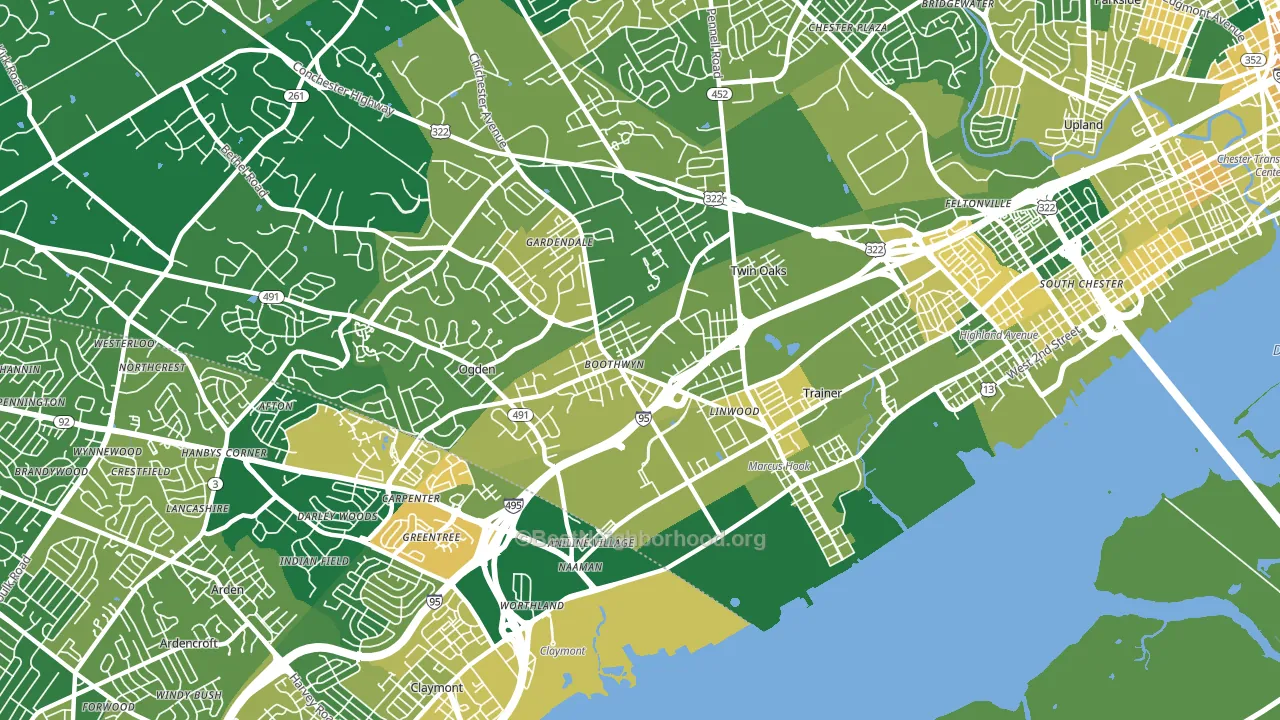 19061, PA block-group voter-turnout map