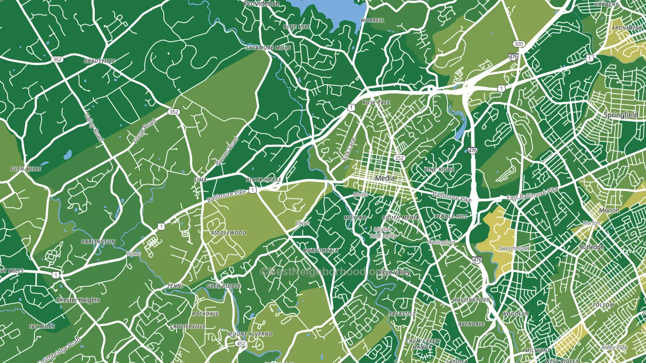 19063, PA block-group voter-turnout map