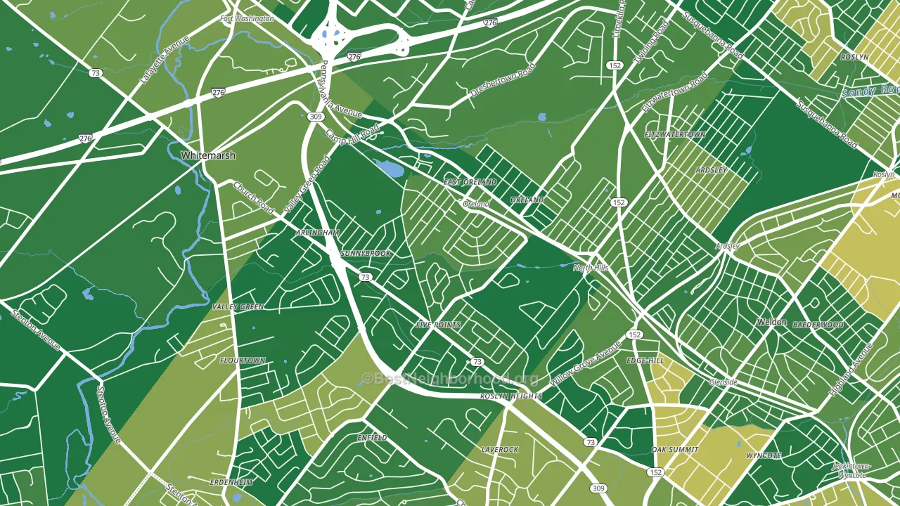 19075, PA block-group voter-turnout map