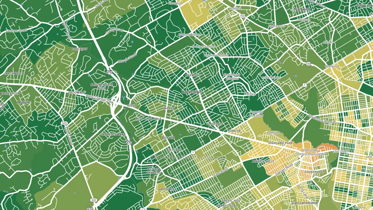 19083, PA block-group voter-turnout map