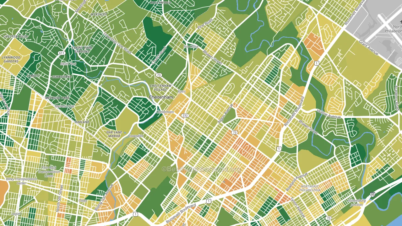 19111, PA block-group voter-turnout map