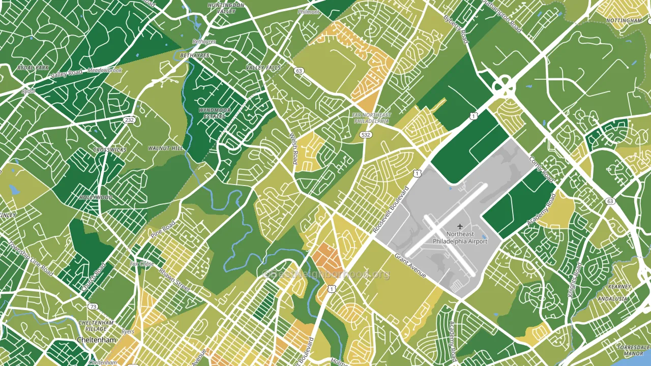 19115, PA block-group voter-turnout map
