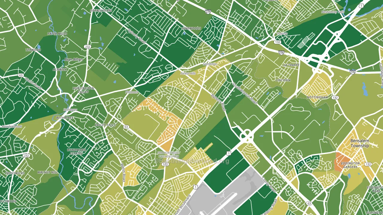 19116, PA block-group voter-turnout map