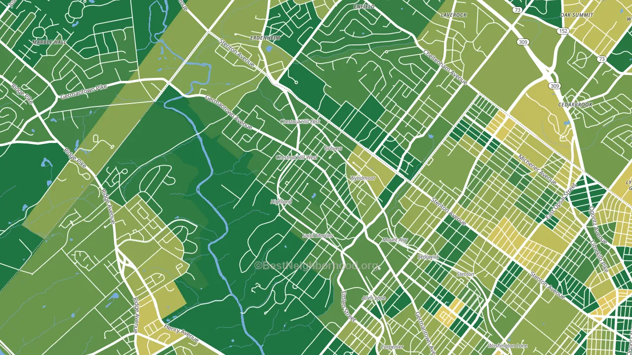 19118, PA block-group voter-turnout map