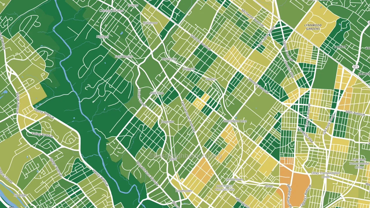 19119, PA block-group voter-turnout map