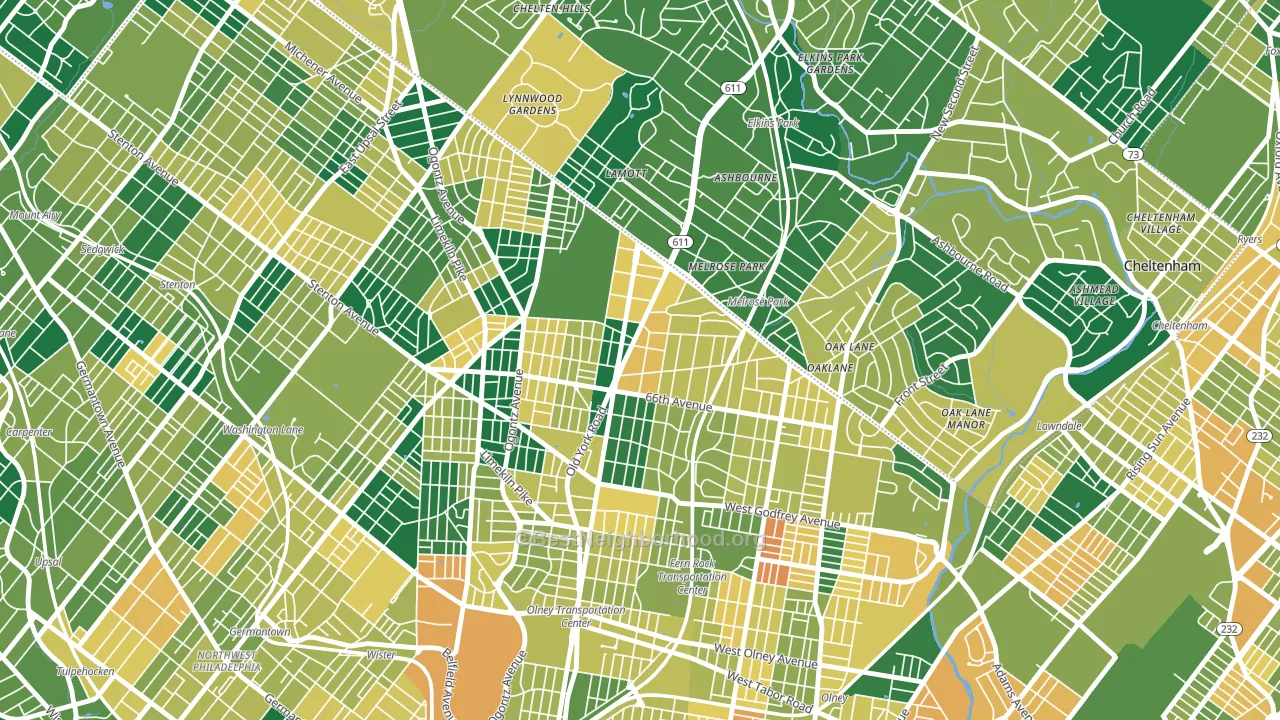 19126, PA block-group voter-turnout map