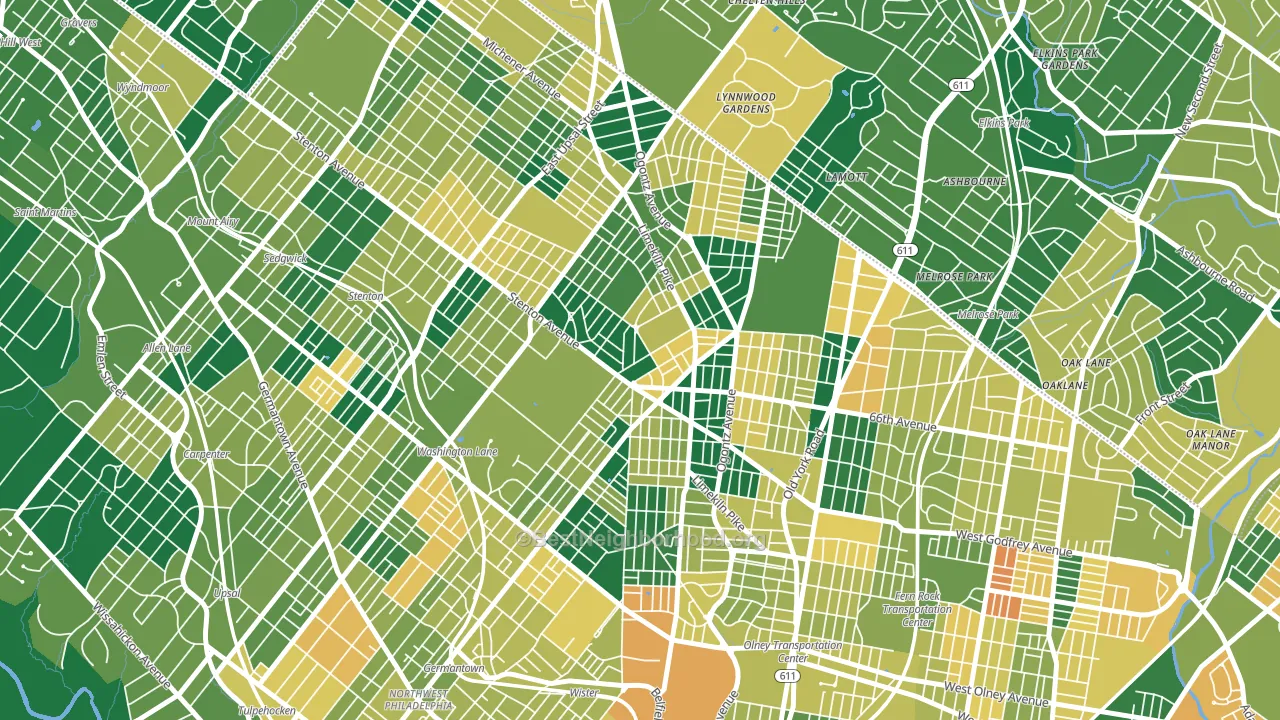 19138, PA block-group voter-turnout map