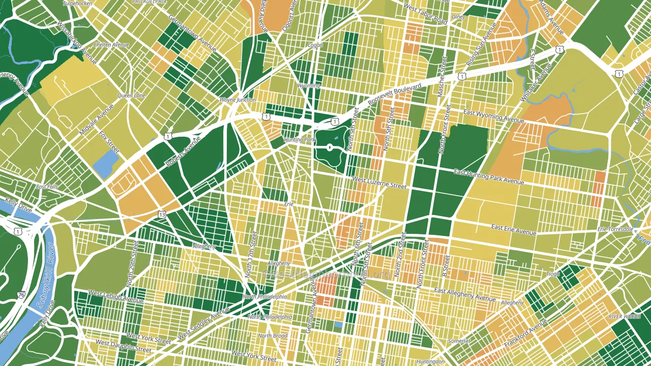 19140, PA block-group voter-turnout map