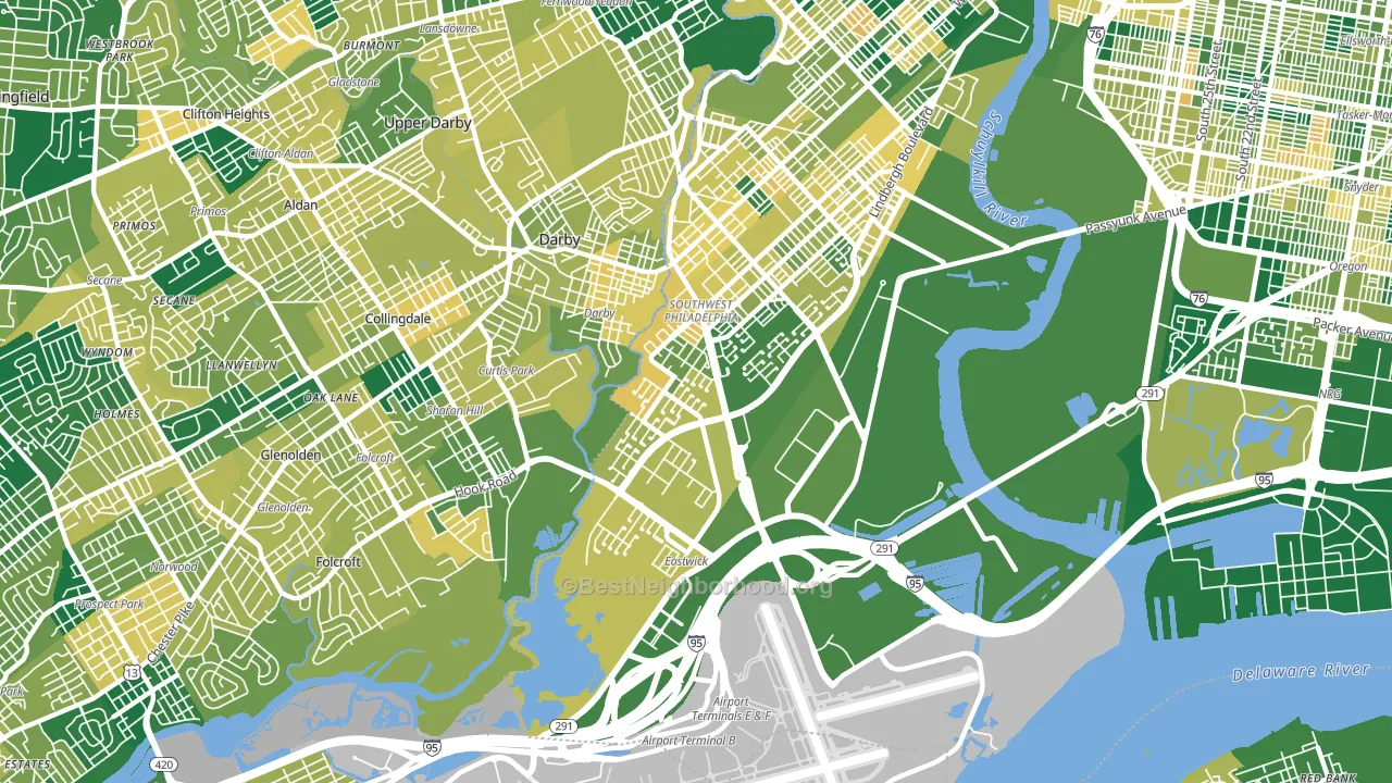 19153, PA block-group voter-turnout map