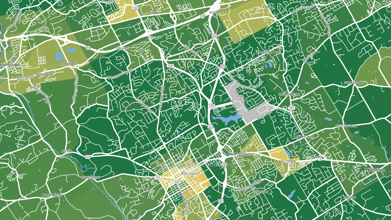 19380, PA block-group voter-turnout map
