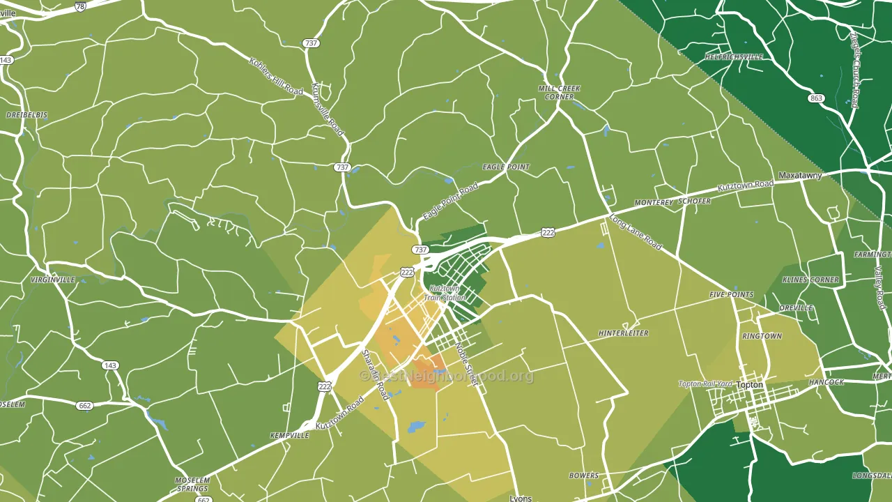 19530, PA block-group voter-turnout map