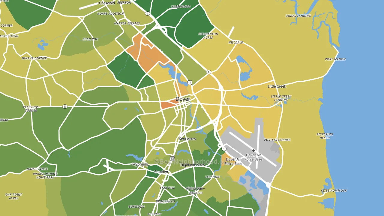 19901, DE block-group voter-turnout map