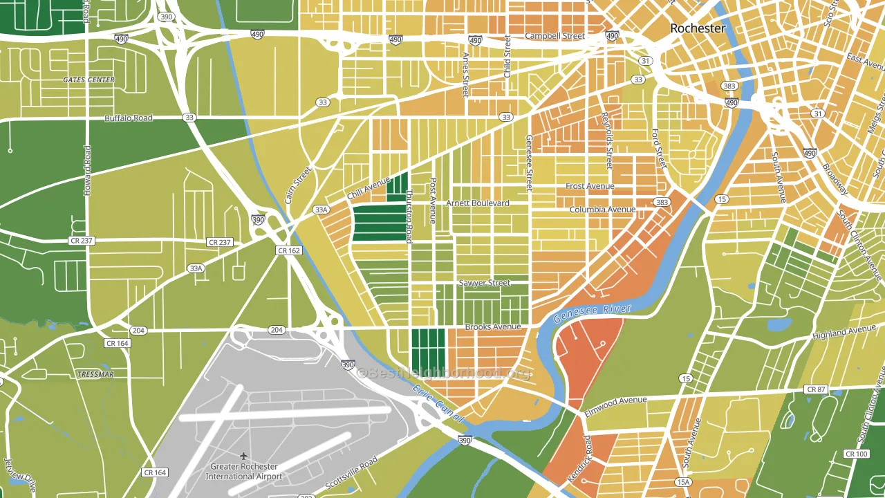 19th Ward, Rochester, NY block-group voter-turnout map
