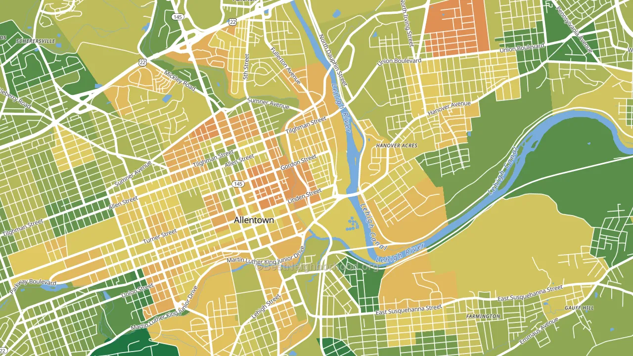 1st Ward, Allentown, PA block-group voter-turnout map