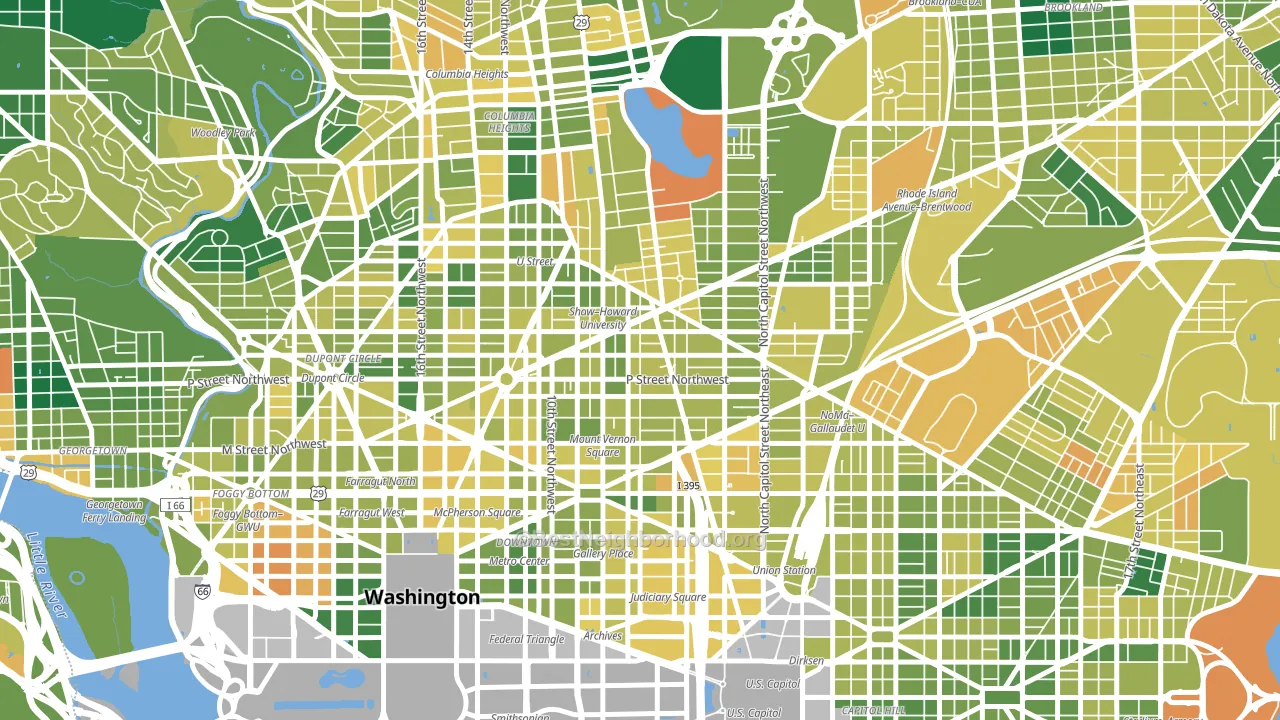 20001, DC block-group voter-turnout map