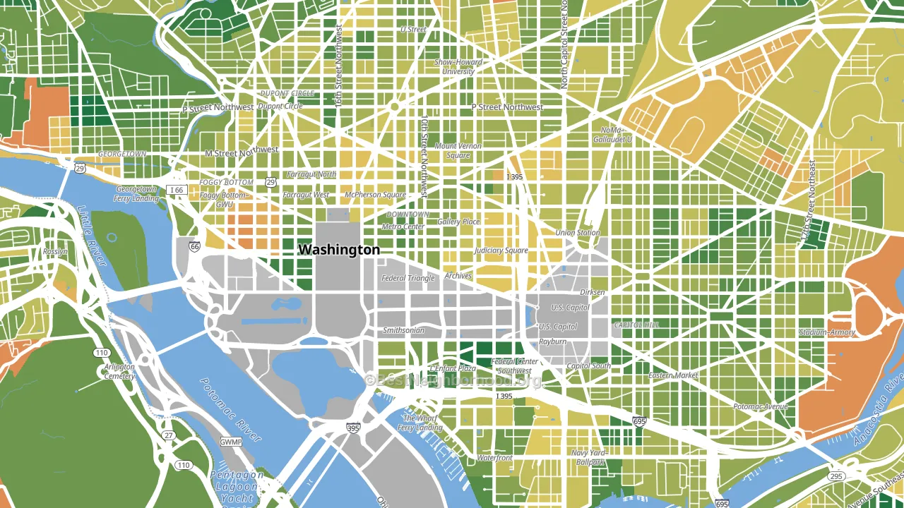 20004, DC block-group voter-turnout map