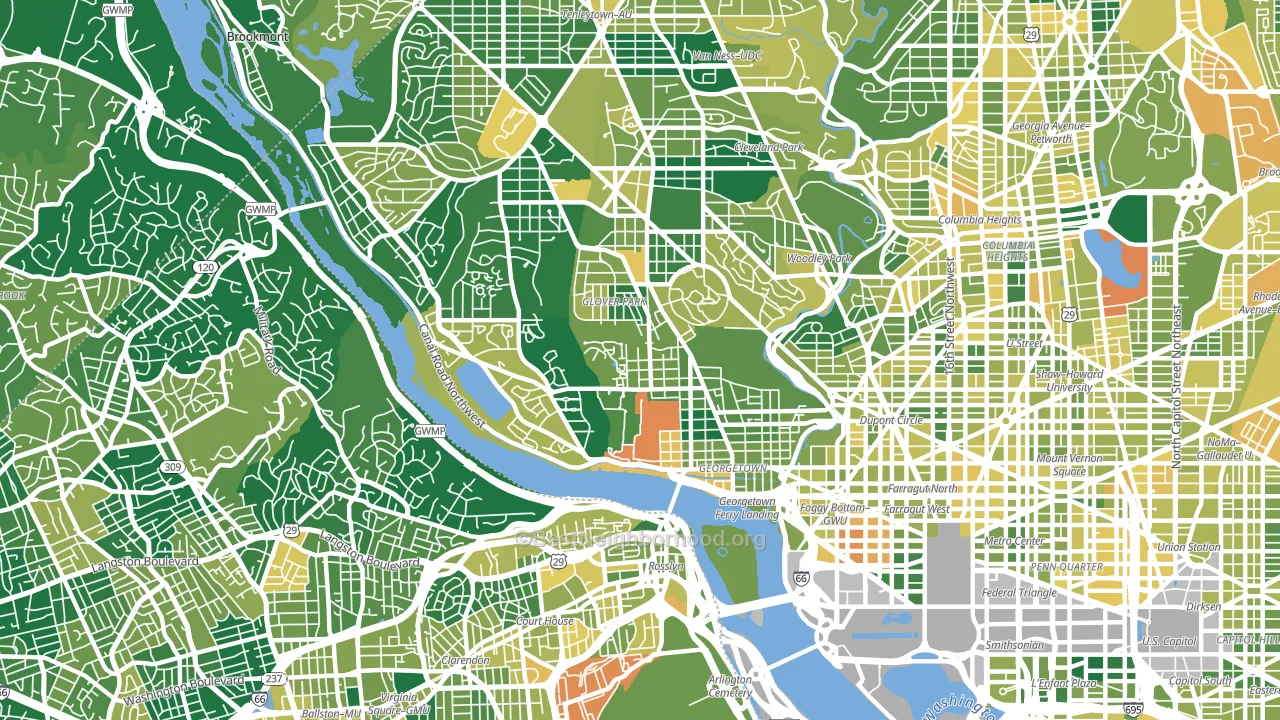 20007, DC block-group voter-turnout map