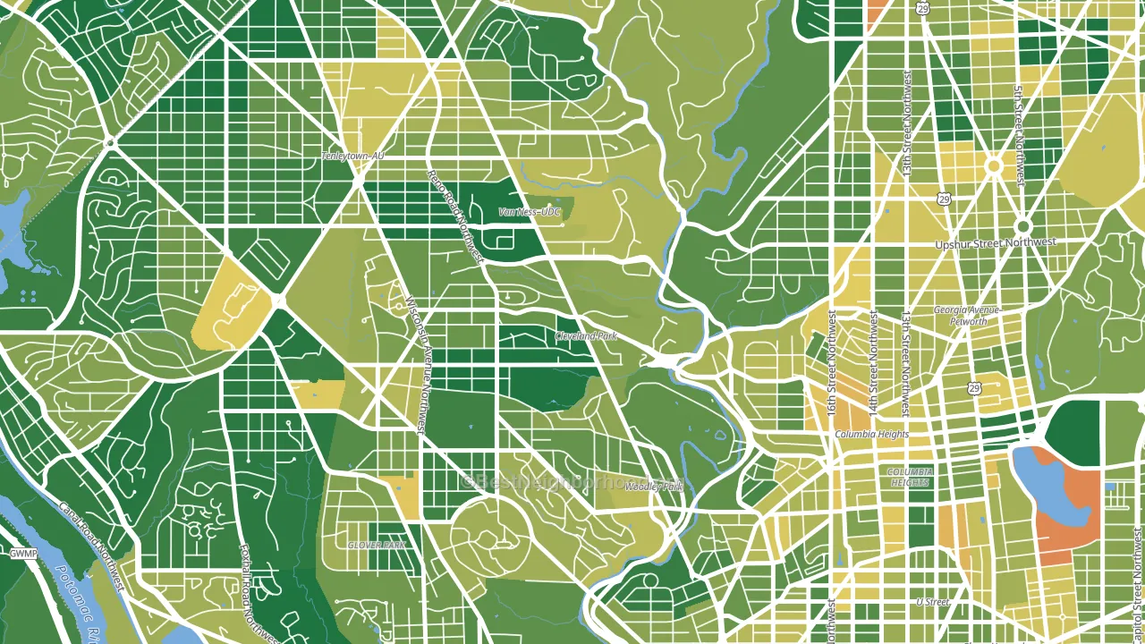 20008, DC block-group voter-turnout map