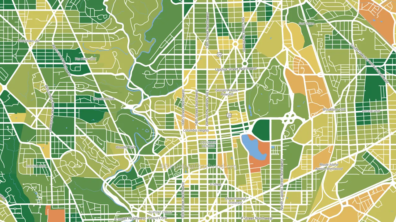 20010, DC block-group voter-turnout map