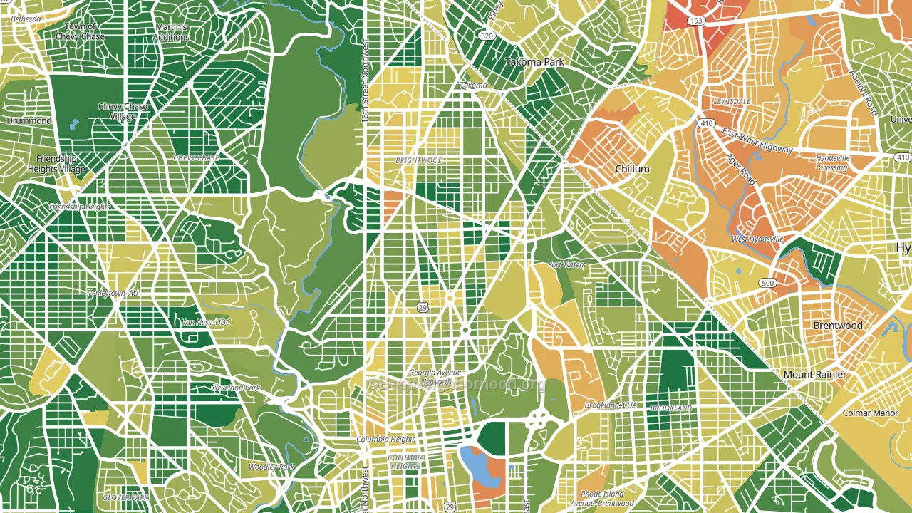 20011, DC block-group voter-turnout map
