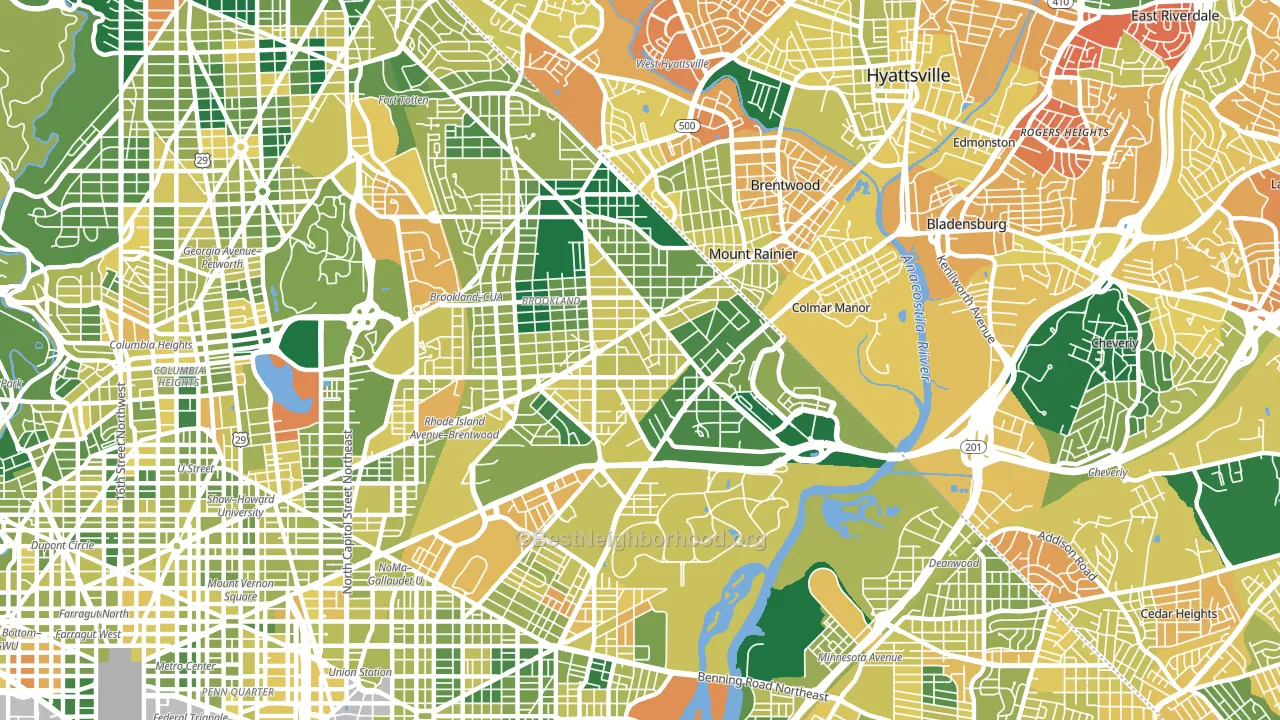 20018, DC block-group voter-turnout map